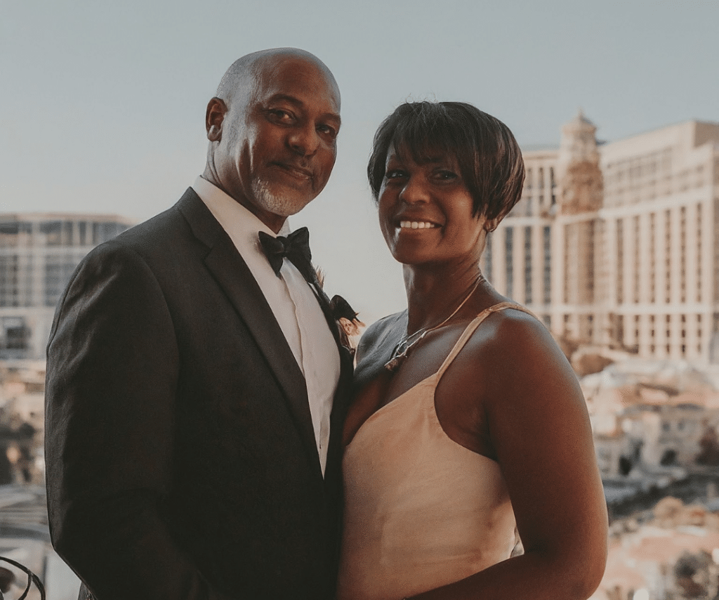 middle aged couple in vegas