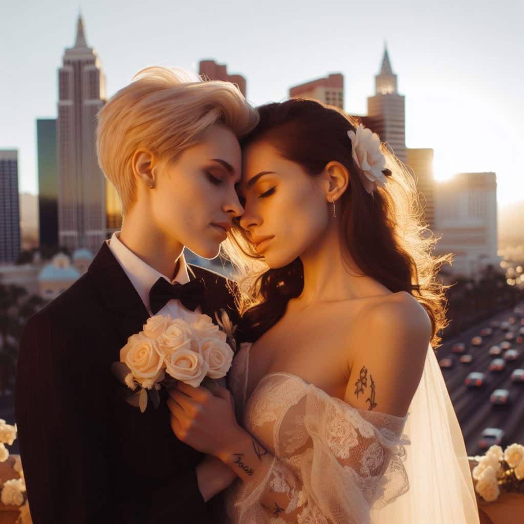 couple eloping in vegas