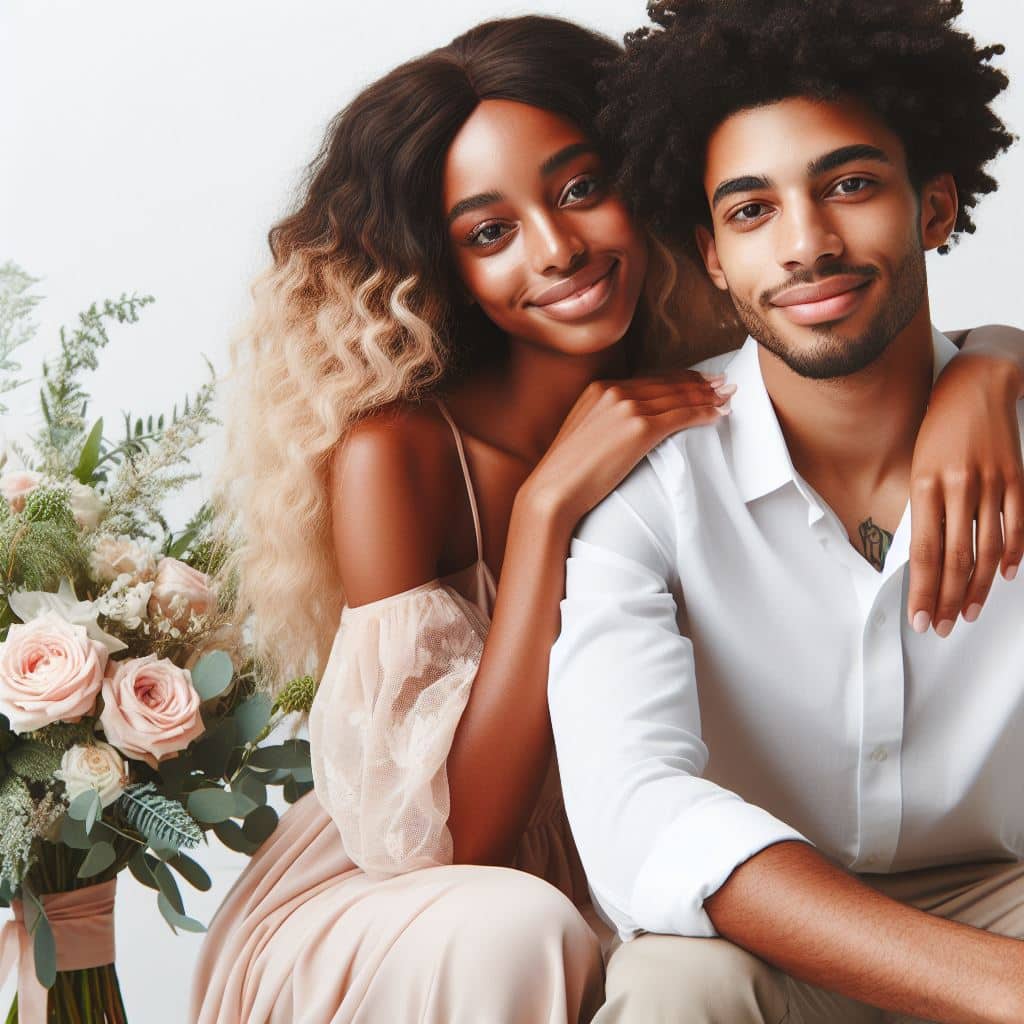 engaged black couple