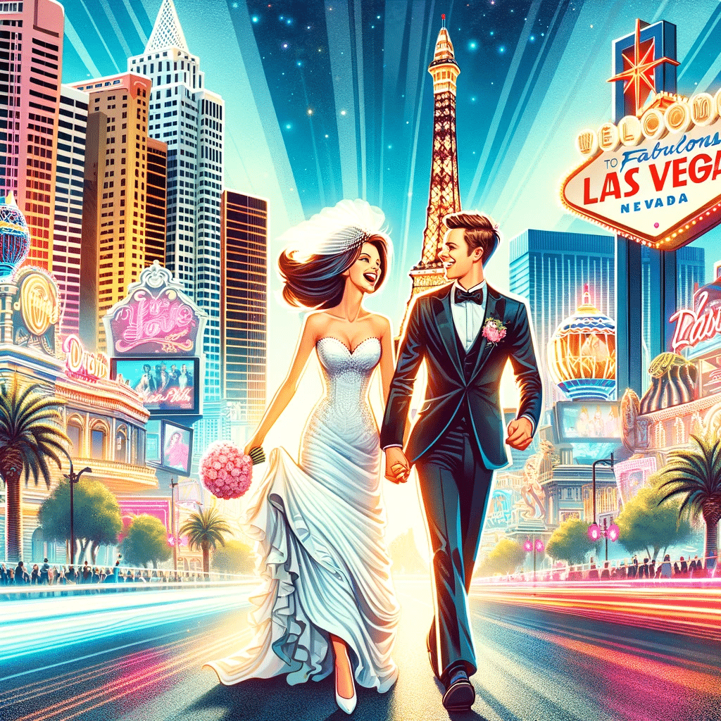 newly married couple in vegas